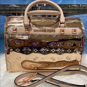 Michael Kors Gold and Tan Satchel